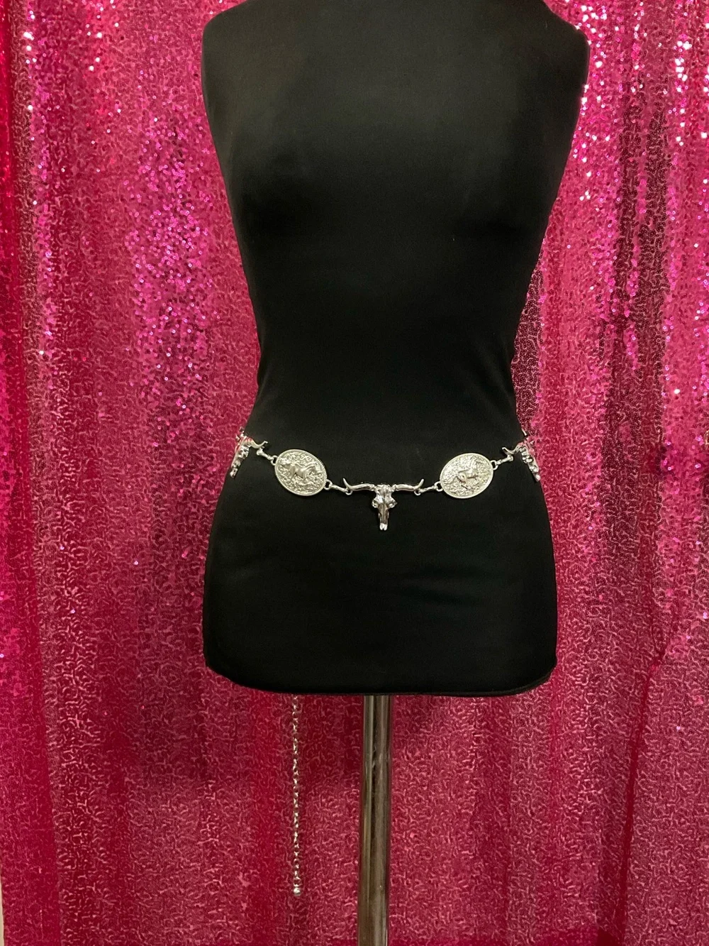 Silver Coin & Charm Chain Hip Belt - Women Accessories